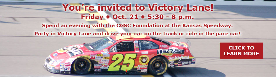 image for CGSC Foundation event at the Kansas Speedway with date/time information