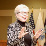 Former Kansas City, Mo., Mayor Kay Barnes speaks at the CGSC student forum on April 29.