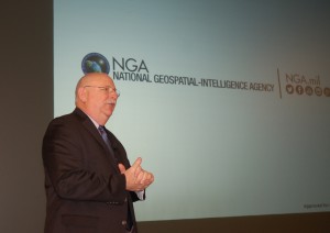 r. Ralph M. Erwin, Senior Geospatial Intelligence Officer and the National Geospatial-Intelligence Agency liaison to CGSC, presents “National Geospatial-Intelligence Agency: A Roles and Missions Briefing” at the U.S. Army Command and General Staff College on January 26.