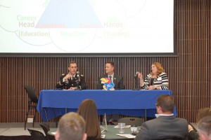 Col. John Bircher from Fort Leavenworth, Mike Rounds from KU and Katie Ervin from Webster University address mentoring issues during the Executive Leadership Summit.