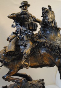 “Special Forces Soldier on Horseback” – created in bronze and stone - Gifted to CGSC in 2004. – One of the many items at the exhibit.