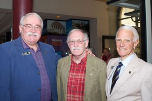 Skip Palmer, right, with Trustee Mike Meyer, left, and friend at an Art of War reception in June 2017.