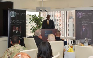 Gen. Lloyd J. Austin III, U.S. Army, Ret., speaks at a luncheon in downtown Kansas City hosted by the CGSC Foundation.