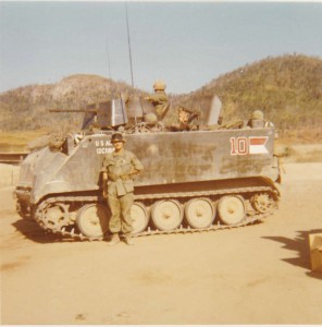 1st Lieutenant Gregor on Highway 19 in South Vietnam. At the time he was the platoon leader for 1st Platoon, A Troop for 1/10th Cav. - 1971