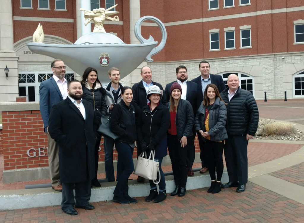 KC Centurions gather outside the Lewis and Clark Center by the iconic Leavenworth Lamp for a group photo during their tour Jan. 11, 2019.