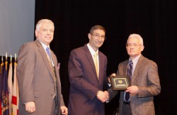 Mark Montesclaros, assistant professor in the Department of Joint Interagency and Multinational Operations at CGSC’s Fort Gordon Campus, receives an award for his paper “Plans from Hell: The Third Reich and the Eastern Front” at the 2019 Ethics Symposium.