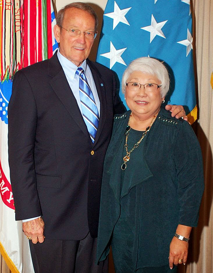 Roger and Norma Donlon at the surprise luncheon for Col. Donlon at the Riverfront Community Center in Leavenworth, Kan., Dec. 5, 2014. The CGSC Foundation hosted the luncheon in recognition of the 50th Anniversary of Donlon’s receiving the Medal of Honor. (photos by Mark H. Wiggins)