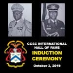 191003-IHOF-250px CGSC International Hall of Fame induction ceremony graphic showing portraits of the two inductees: Maj. Gen. Francois Ndiaye, chief of staff of the Senegalese Army, CGSC class of 1994; and retired Maj. Gen. Rodney Smart, former chief of Defence Staff of the Trinidad and Tobago Defence Force, CGSC class of 2009-01.