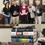 composite image of the group photo and some of the books donated to the CARL Library by the CGSC Foundation