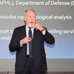 IABBLS-ay20-7-250px FBI Intelligence Analyst Kenneth Hines presents during the brown-bag lecture on Feb. 25, 2020.