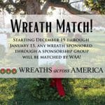 Wreaths Across America matching wreaths program image with text