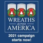 Wreaths Across America logo with "2021 campaign starts now!" text