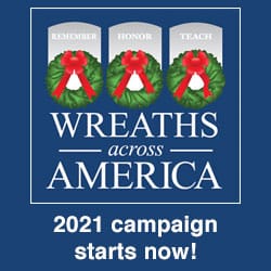 Wreaths Across America logo with "2021 campaign starts now!" text