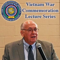 Guests and sponsors filled June's Northland in downtown Leavenworth, Kansas, to listen to CGSC Professor Emeritus Dr. James H. Willbanks present the 13th lecture in the CGSC Foundation's Vietnam War Commemoration Lecture Series on May 13, 2021.