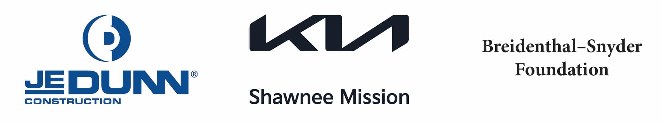 ARNSF sponsors w sponsor logos, from left: JE Dunn Construction, Shawnee Mission Kia, Briedenthal-Snyder Foundation