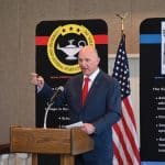 ARNSF-4-420px Lt. Col. (Ret.) John J. Nelson delivers his presentation on Counter Human Trafficking in the U.S. during the Arter-Rowland National Security Forum Oct. 14, 2021, at the Carriage Club in Kansas City.