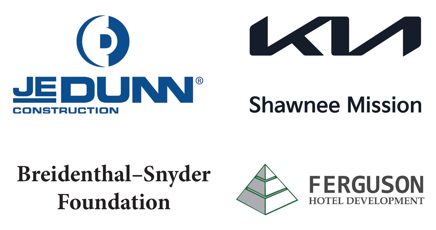 composite image containing the logos of the four sponsors of this presentation of the Arter-Rowland National Security Forum -- JE Dunn Construction, Shawnee Mission KIA, Breidenthal-Snyder Foundation and Ferguson Hotel Development