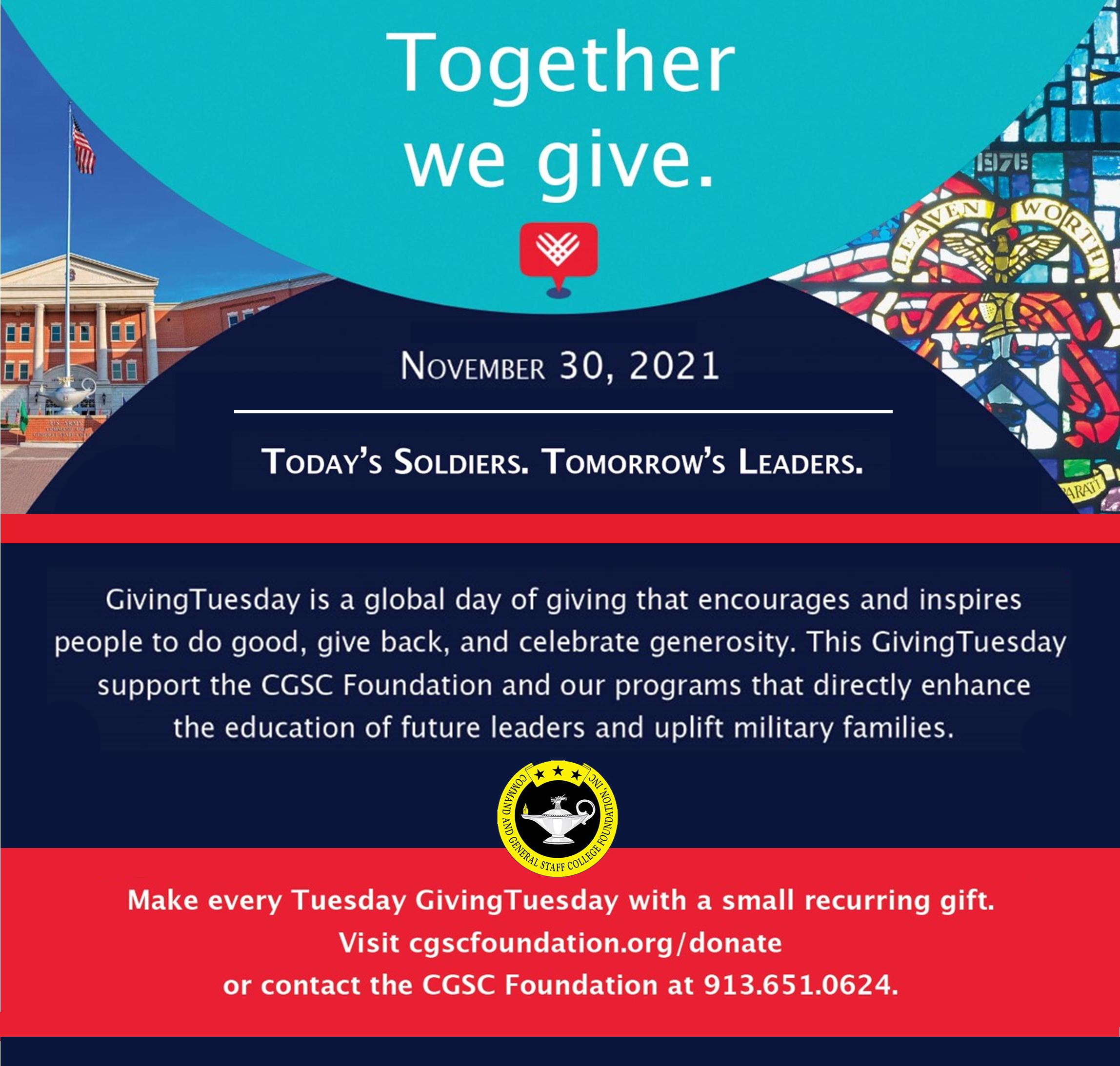 Together we give. For today’s Soldiers. For tomorrow’s Leaders.