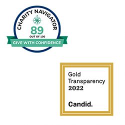 Nonprofit ratings badges from Charity Navigator and Candid