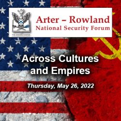 composite image with ARNSF logo and text over a composite sketch of the U.S. and Soviet flags.