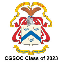CGSC crest with "CGSOC Class of 2023" text under it
