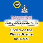 DSS logo above the title and date of the event: Update on the War in Ukraine, Oct. 3, 2023