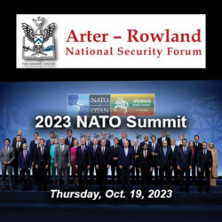 ARNSF logo over a photo of NATO leaders at the 2023 NATO Summit.