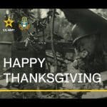 thksgvng-2025-600px image of a WWII Soldier behind a machine gun eating a turkey leg