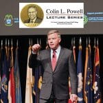 260826-Powell-Lecture-600px General (Ret.) David G. Perkins presents the annual Colin L. Powell Lecture for students of the CGSC Class of 2027 at the U.S. Army Command and General Staff College Aug. 26, 2026, in the Eisenhower Auditorium of Fort Leavenworth’s Lewis and Clark Center.