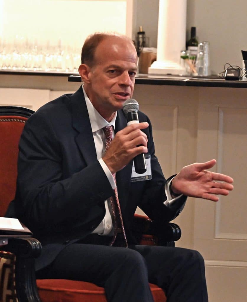 Tom Sheehy, principle of Quinella Global, discusses U.S. foreign policy during the Arter-Rowland National Security Forum luncheon event at the Carriage Club in Kansas City on Sept. 17, 2026.